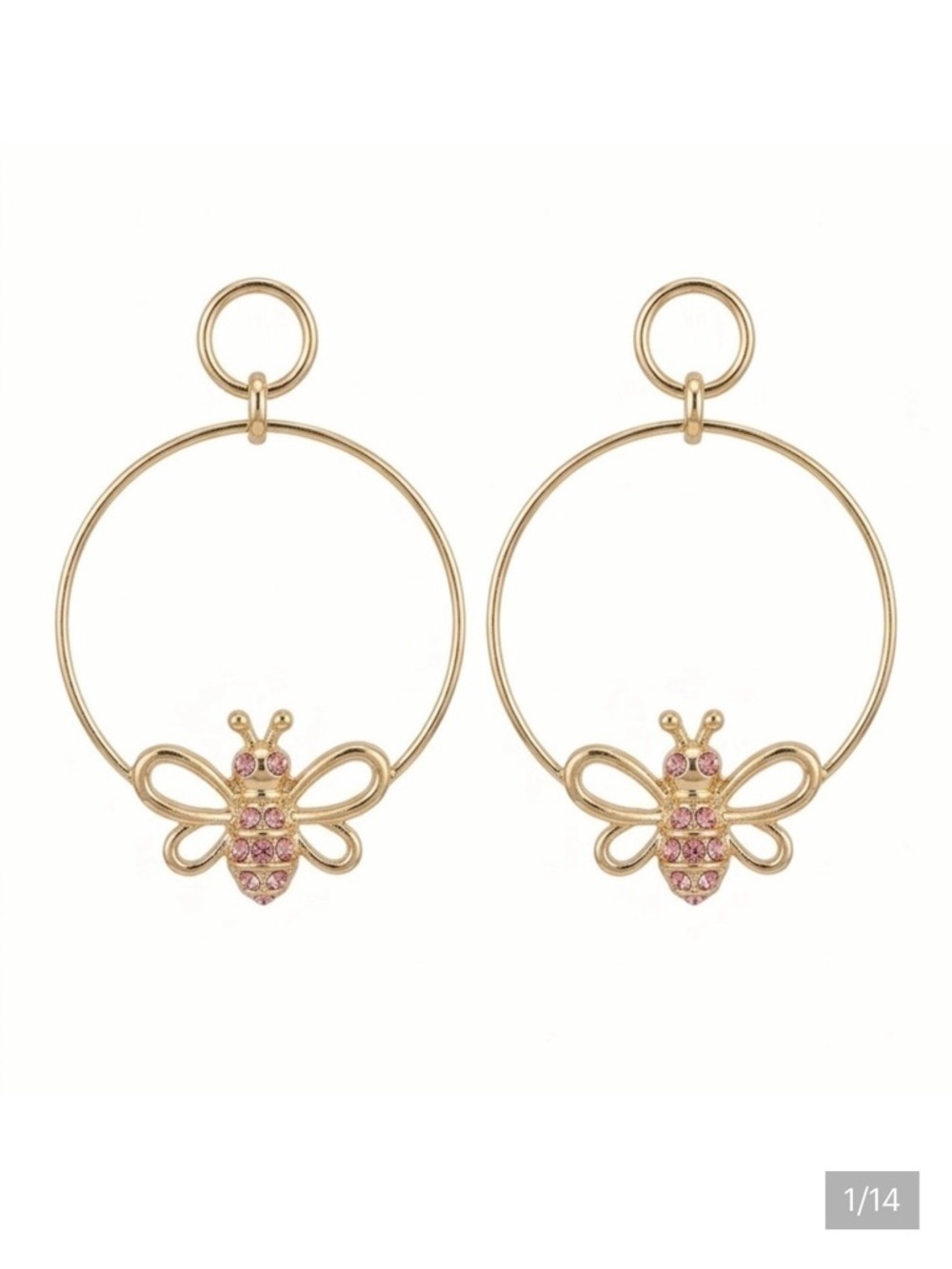 MARY KAY "You Can Do It" Crystal Bee Hoop Earrings